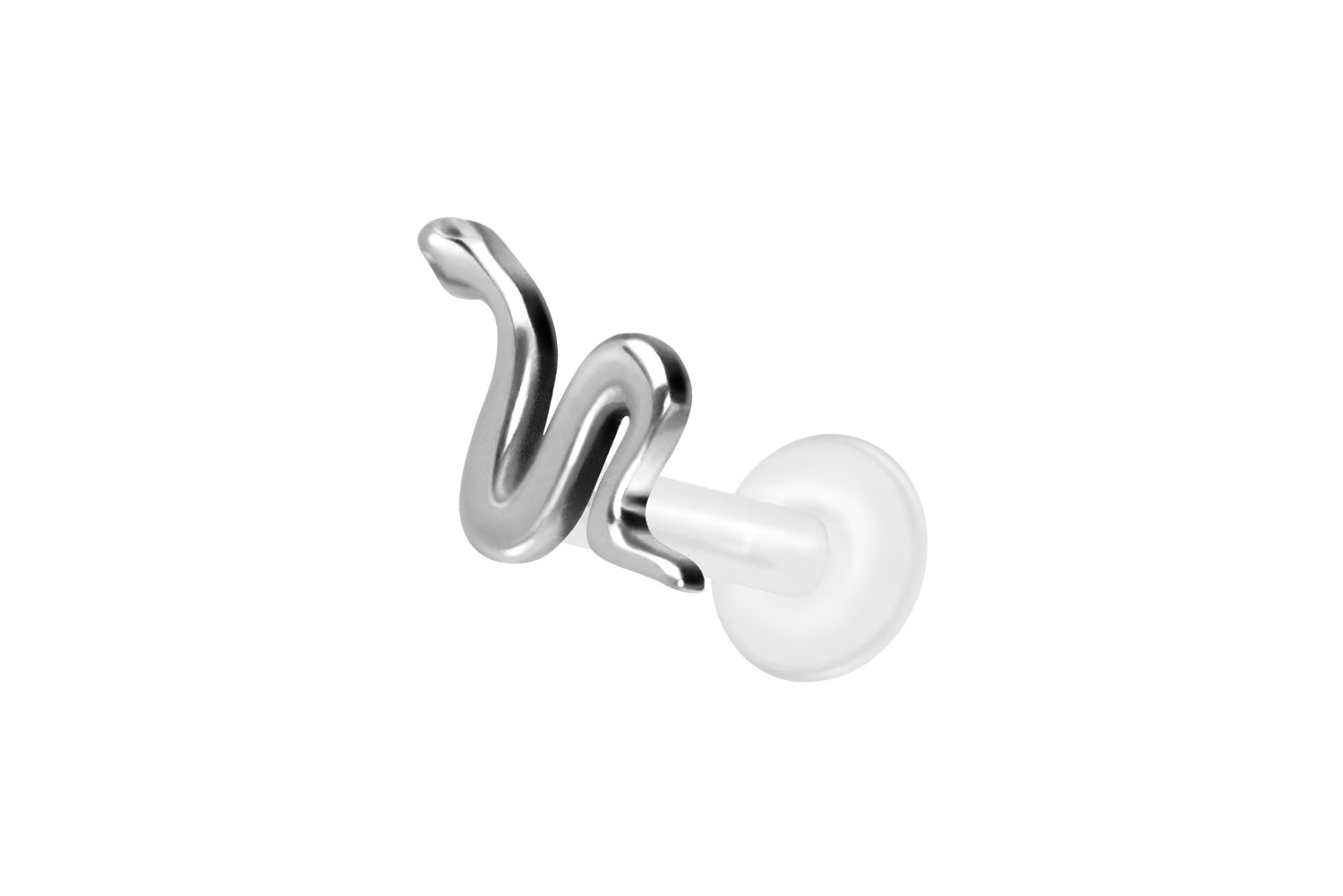 PTFE Labret Piercing mit Innengewinde + Titan-Aufsatz SCHLANGE